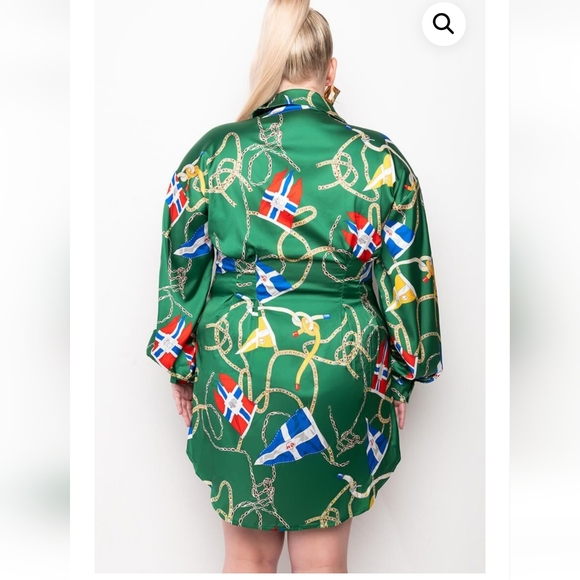 PLUS size BUTTON UP MINI DRESS- - Picture 2 of 2